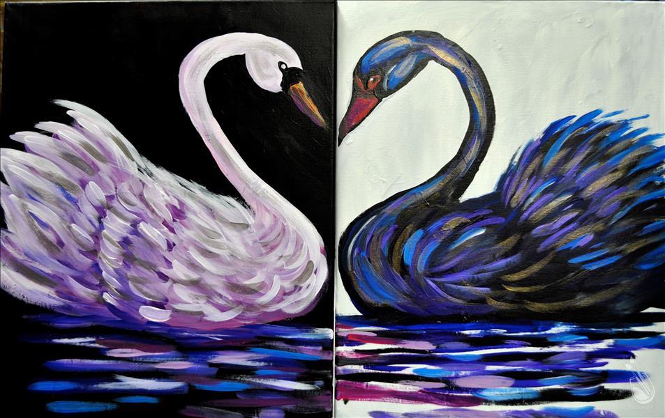 Swans - Paired Paintings for Couples or Friends