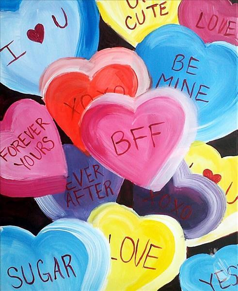 LUNCH DATE Candy Hearts SINGLE Canvas! BLACKLIGHT