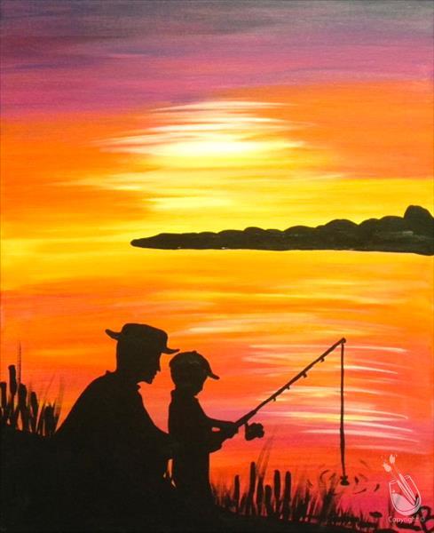 How to Paint Happy Father's Day ~ Fishing With Dad ~ 2 hours