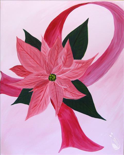 Poinsettia with Cancer Ribbon