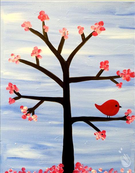 AGES 7+Summer Class Bird Tree - 12"x12" Canvas