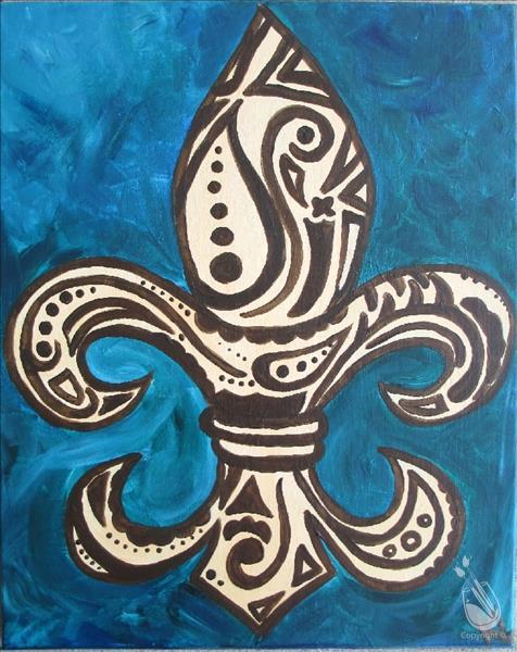 Chocolate and Cream Paisley Fleur de Lis