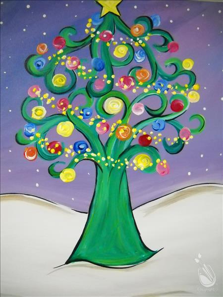 How to Paint Swirly Christmas Tree Ages 7+