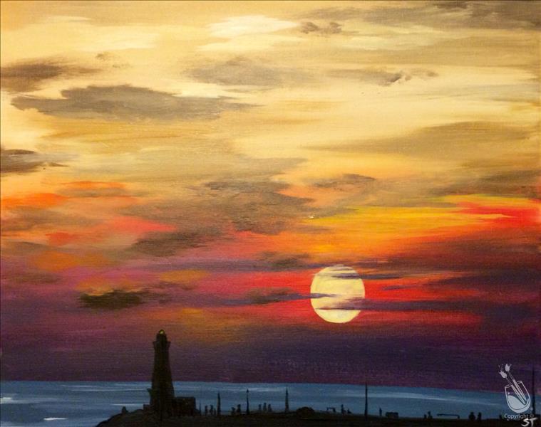 How to Paint Sundown At The Lighthouse