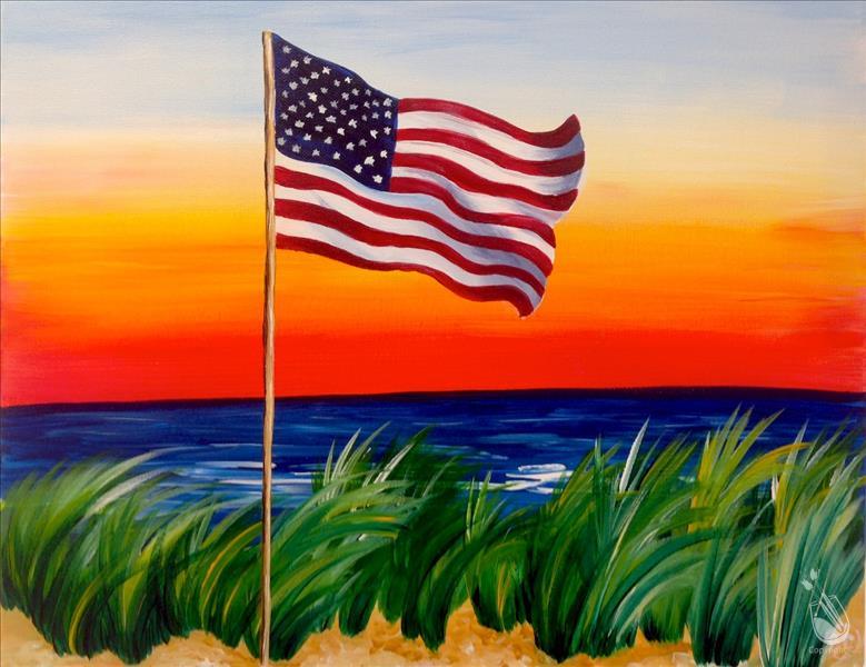 American Flag on the Beach