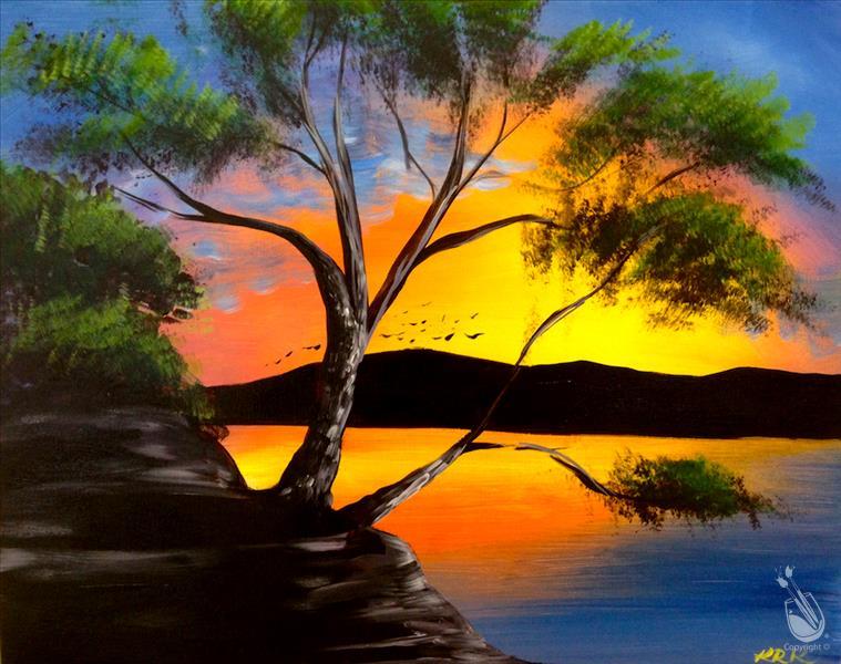 Sunset on the Lake (21+) Painting & Candle Bundle