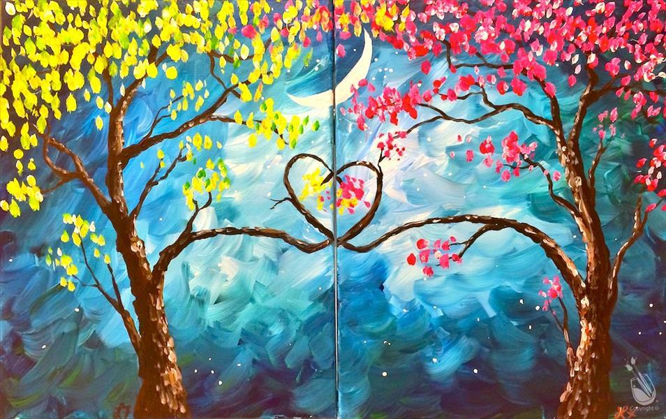 Couples Painting Kit (Love Birds) / Art Worthy Houston