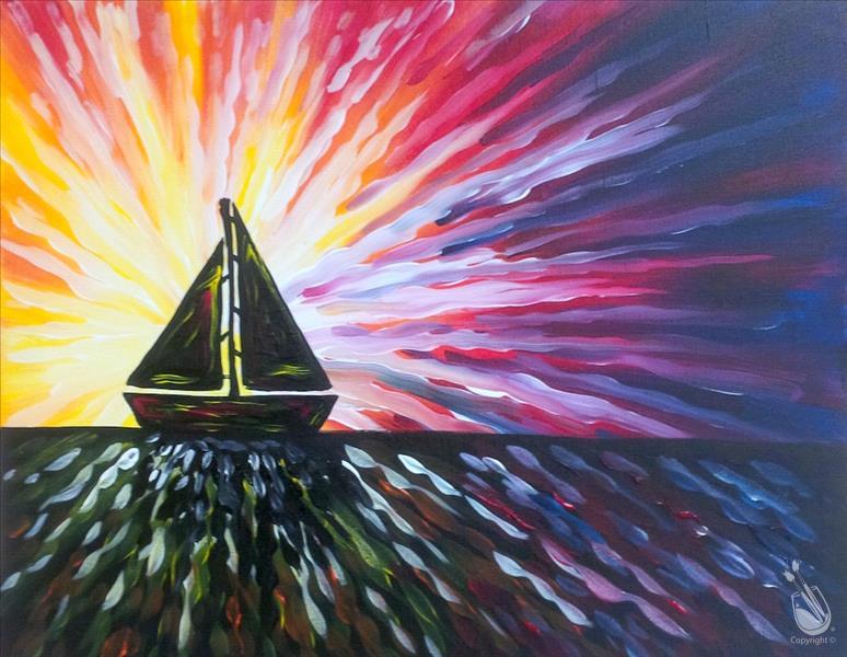 Psychedelic Sailboat Sunset