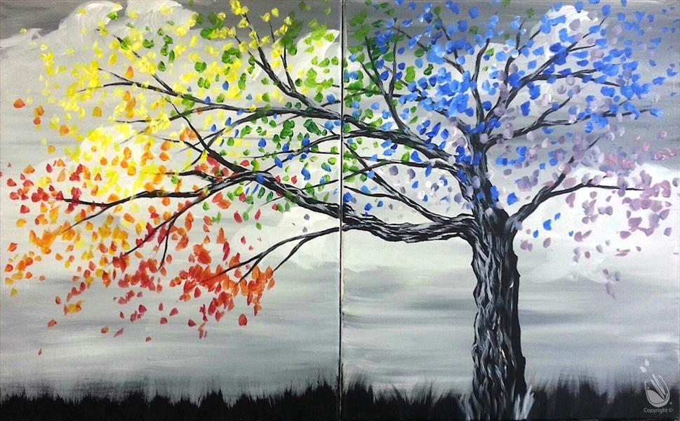 DATE NIGHT Happy Tree Set Thursday June 13 2024 Painting