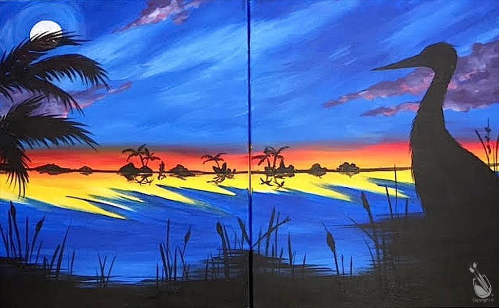Heron Sunset- Couple Paint or Single Paint