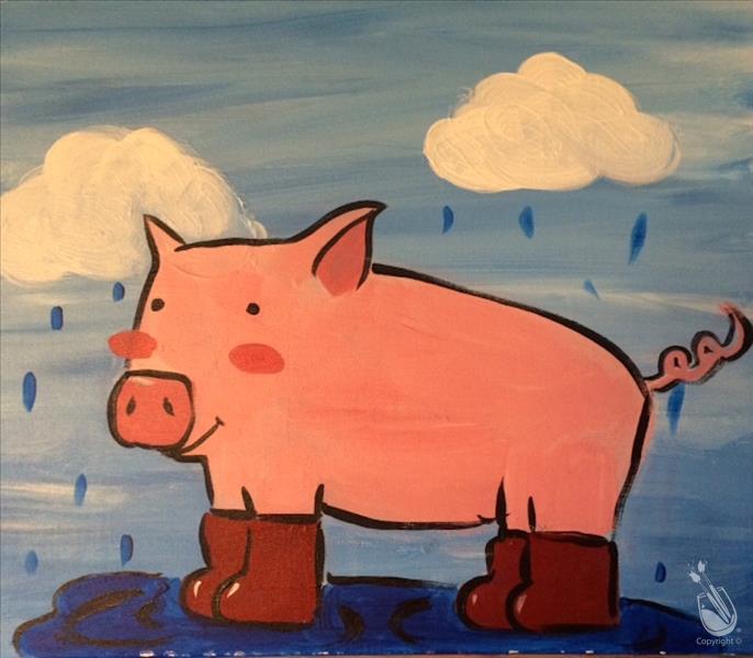 Happy Pig in the Rain
