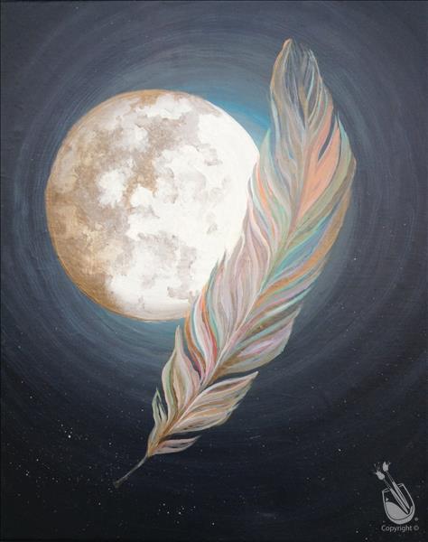 *DOUBLE PAINT POINTS* Moon & Feather in Gold