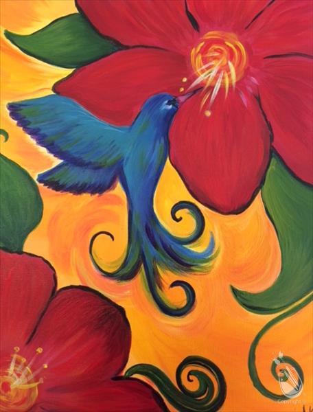 Coffee & Canvas "Happy Hummingbird"  Ages 15+