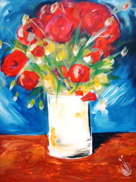 *Mimosa Morning* Van Gogh's Red Poppies