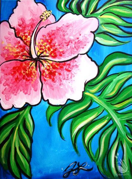 Pink Hibiscus on Blue ~ $5 OFF!