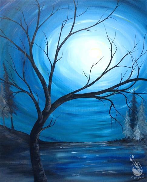 How to Paint ** BIG ART ** Moon Rise River