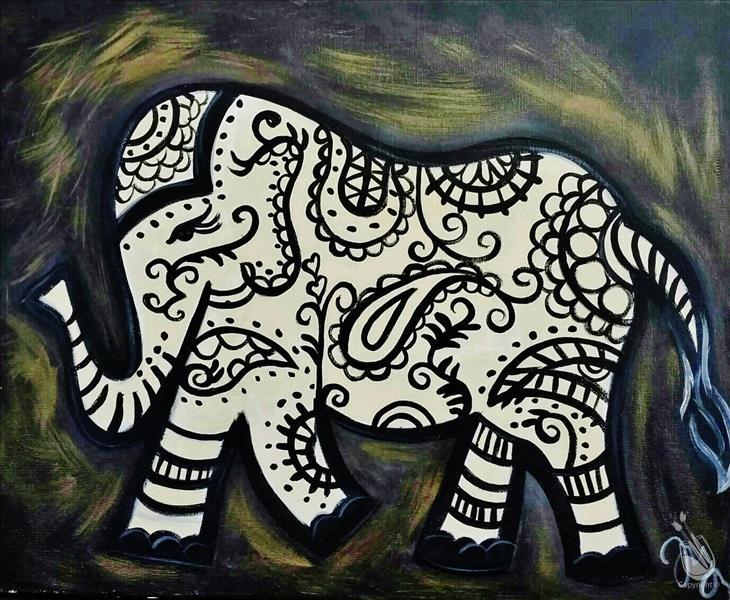 Black and Gold Paisley Elephant