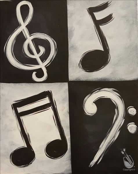 HUGE CANVAS Music Notes *Double Paint Points*