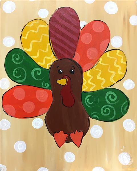 All Ages ($25) Colorful Turkey (11x14 Canvas)